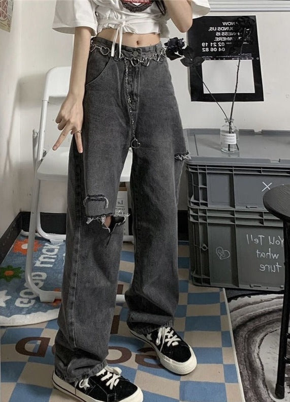 Distressed Wide Leg Jeans – Moody Quick Ship (U.S. Only)