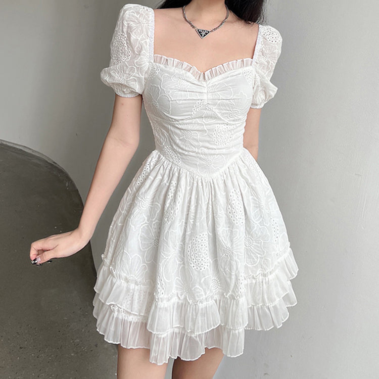 Cute Ruffle Floral Mini Dress