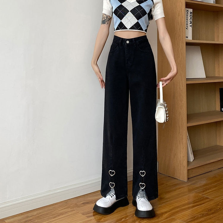 Metal Heart Wide Leg Jeans – Moody Quick Ship (U.S. Only)