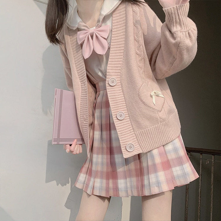 Too Kawaii Heart Bow Cardigan – Moody Quick Ship (U.S. Only)