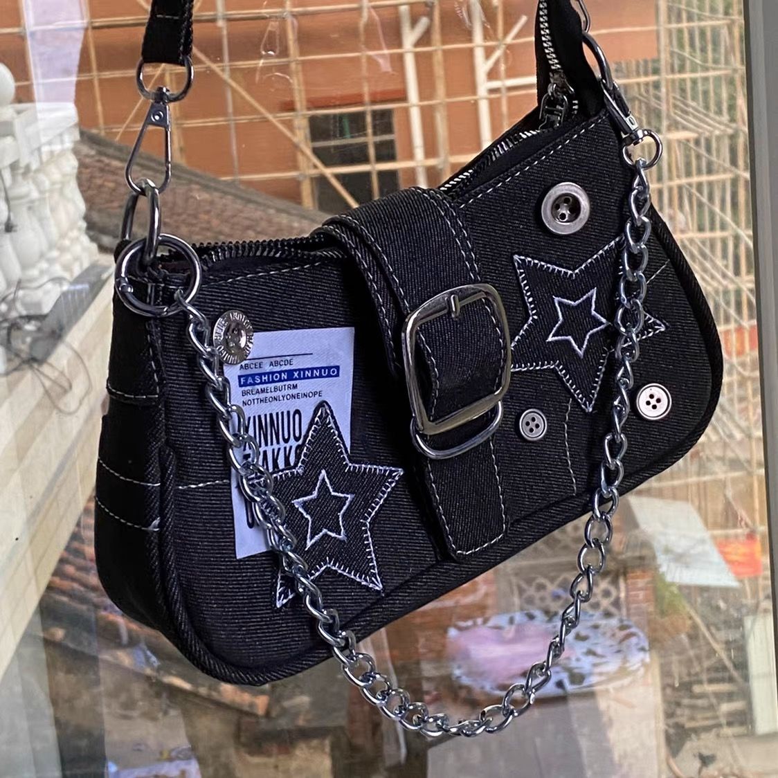 Y2K Star Denim Shoulder Bag Two Moody