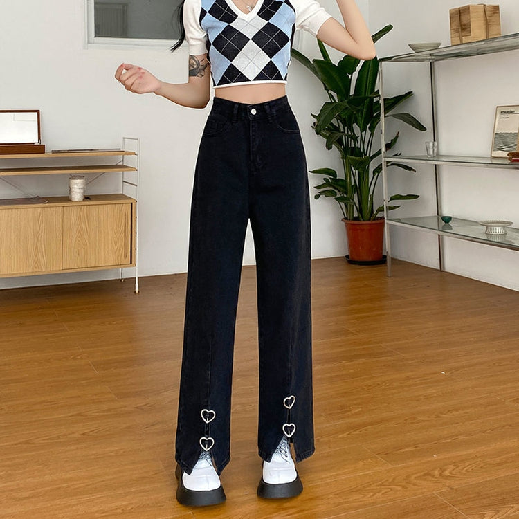 Metal Heart Wide Leg Jeans – Moody Quick Ship (U.S. Only)