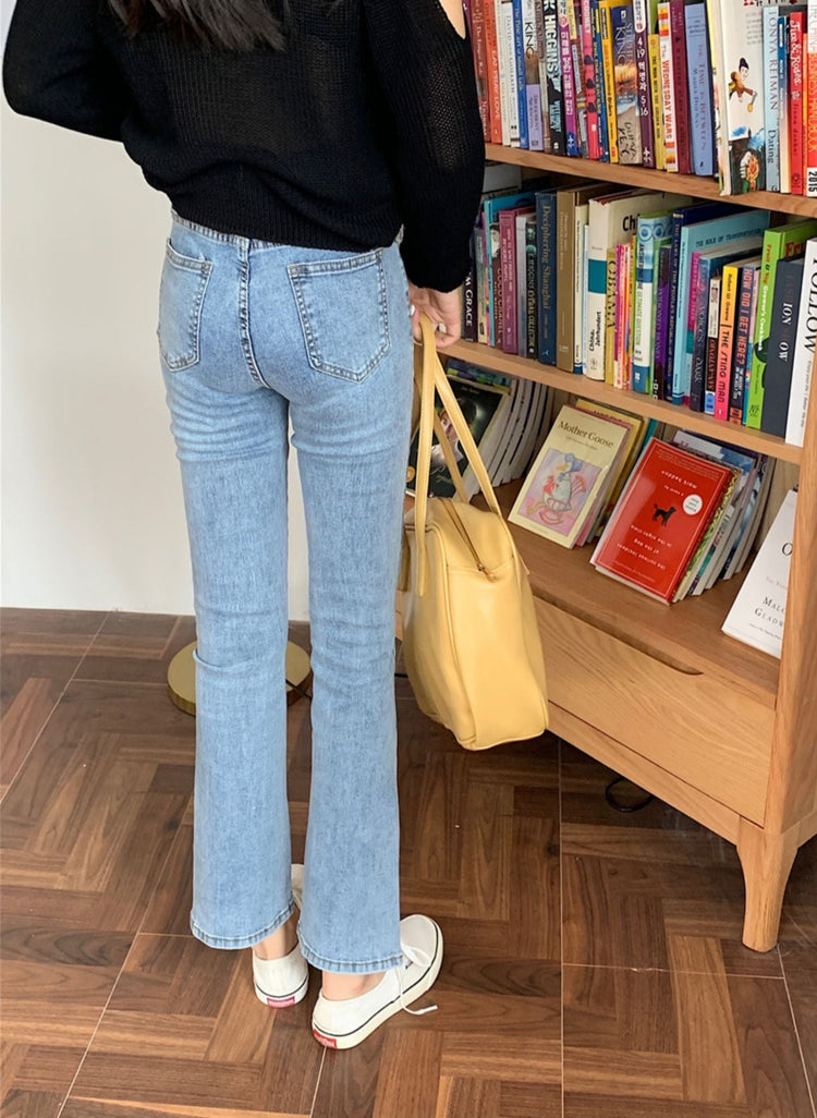 High Waist Button Leg Jeans