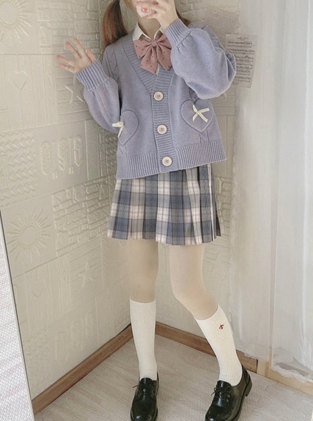 Too Kawaii Heart Bow Cardigan – Moody Quick Ship (U.S. Only)