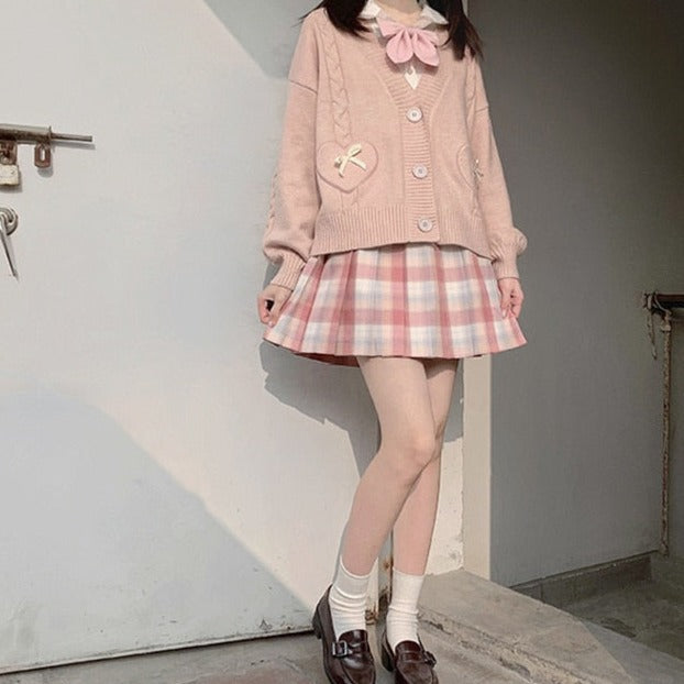 Too Kawaii Heart Bow Cardigan – Moody Quick Ship (U.S. Only)