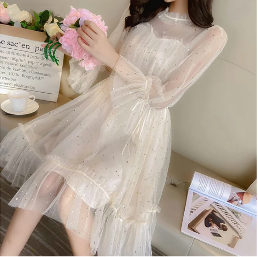 Long Sleeve Fairy Sparkle Mesh Dress – Two Moody