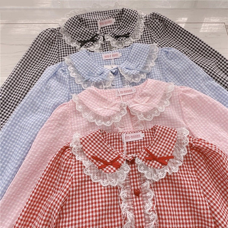 Picnic Daydream Long Sleeve Gingham Blouse