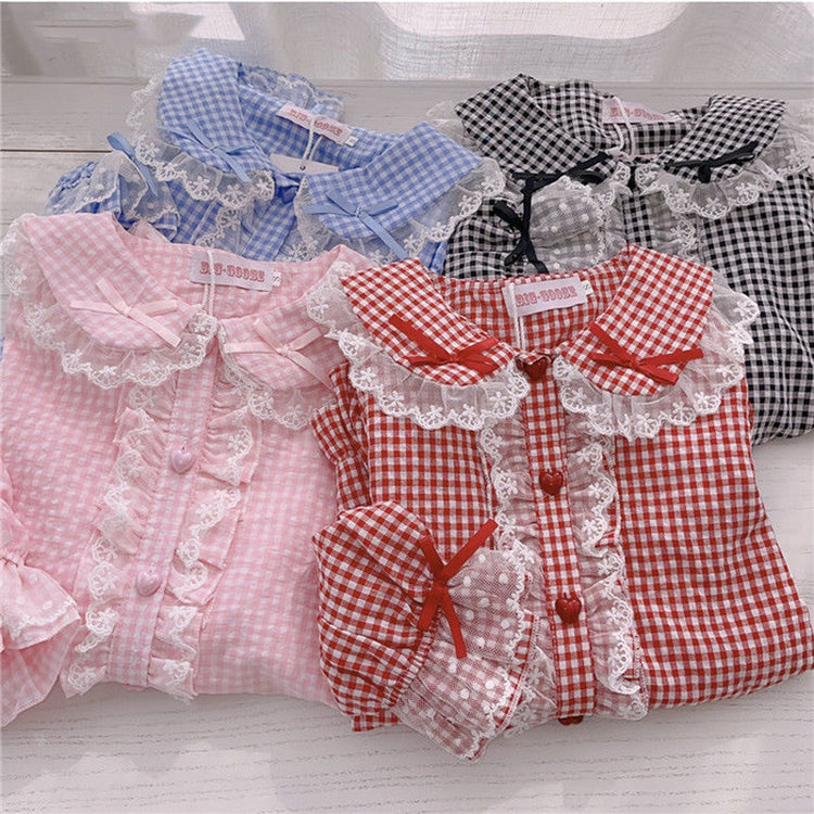 Picnic Daydream Long Sleeve Gingham Blouse