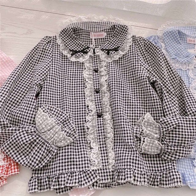 Picnic Daydream Long Sleeve Gingham Blouse