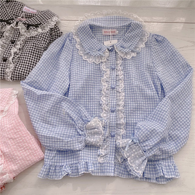 Picnic Daydream Long Sleeve Gingham Blouse