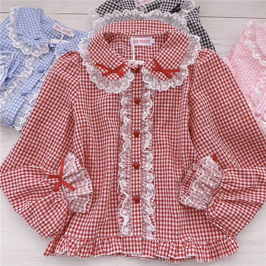 Picnic Daydream Long Sleeve Gingham Blouse
