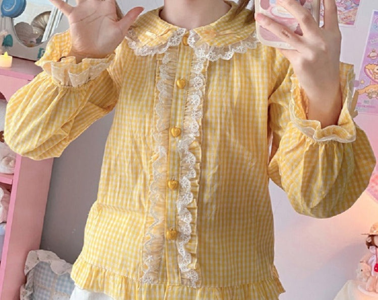 Picnic Daydream Long Sleeve Gingham Blouse