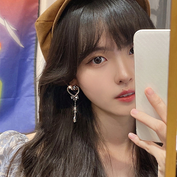 Bow Heart Drop Earrings