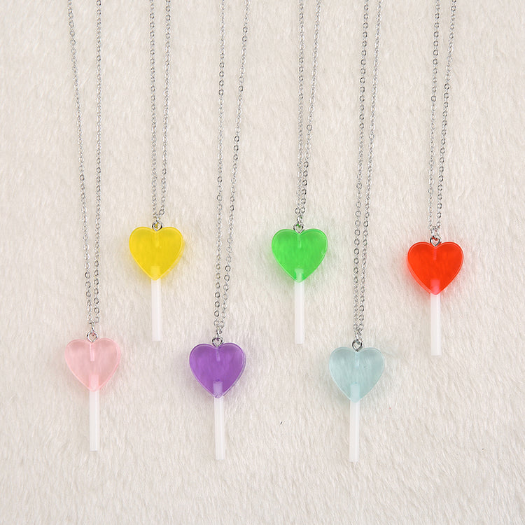 1pc Heart Lollipop Necklace
