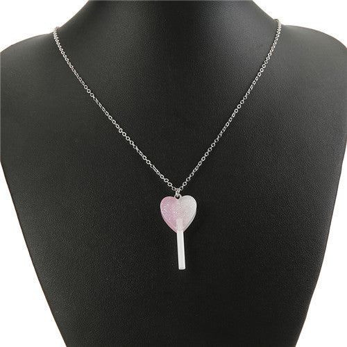 1pc Heart Lollipop Necklace