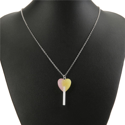 1pc Heart Lollipop Necklace