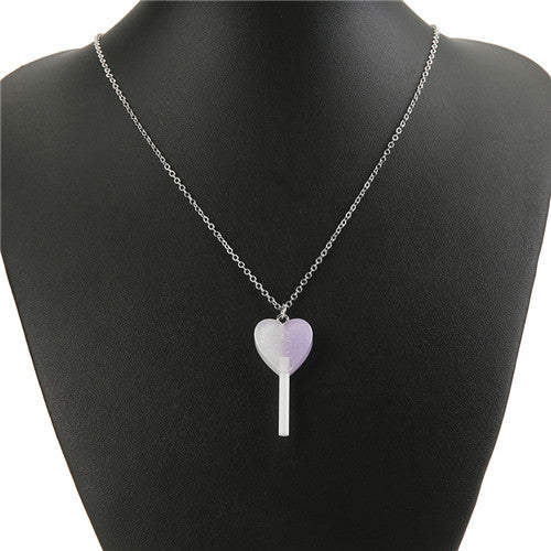 1pc Heart Lollipop Necklace