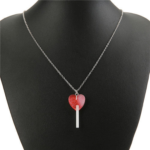 1pc Heart Lollipop Necklace