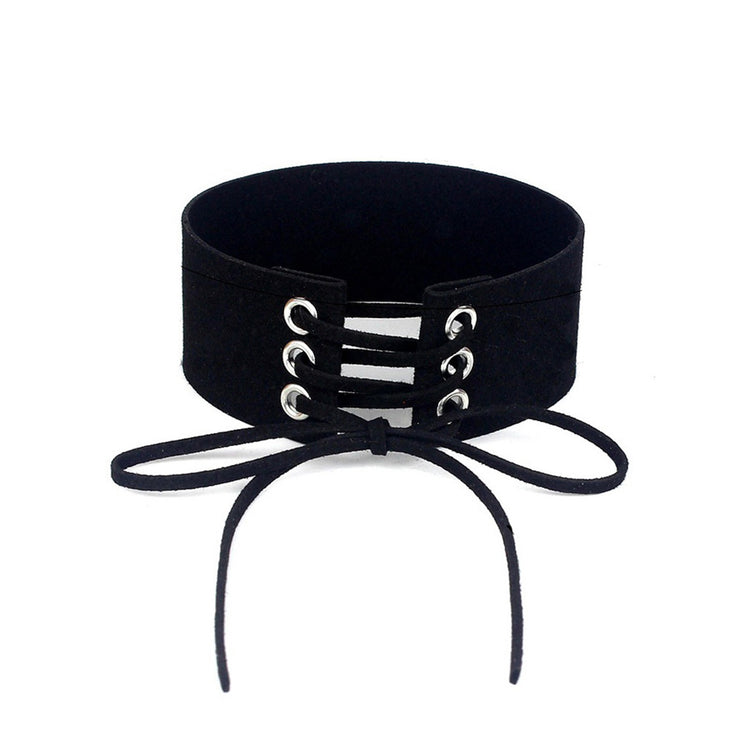 Lace-Up Velvet Choker