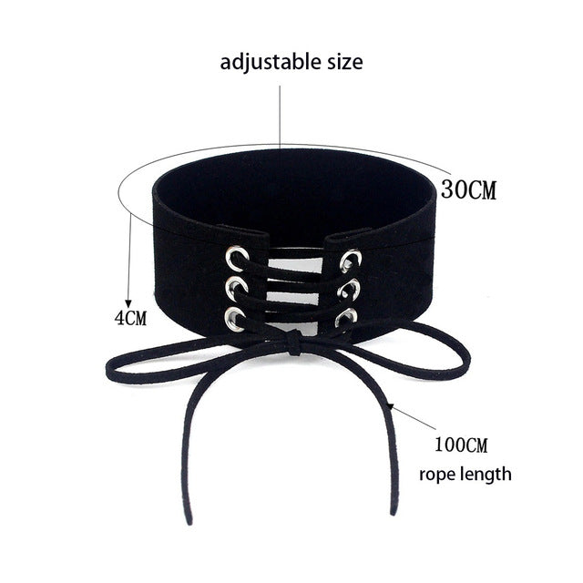 Lace-Up Velvet Choker