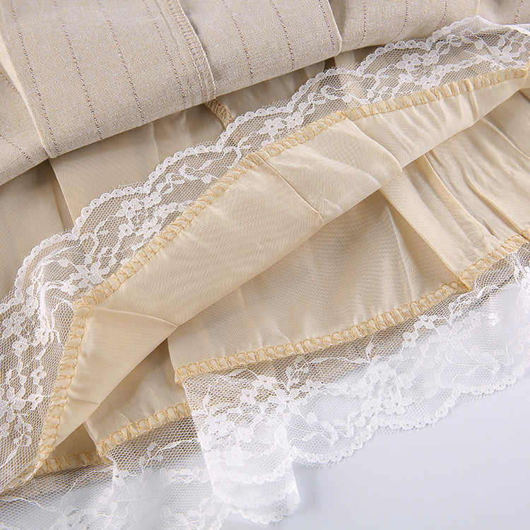 Pleated Lace Trim Skirt