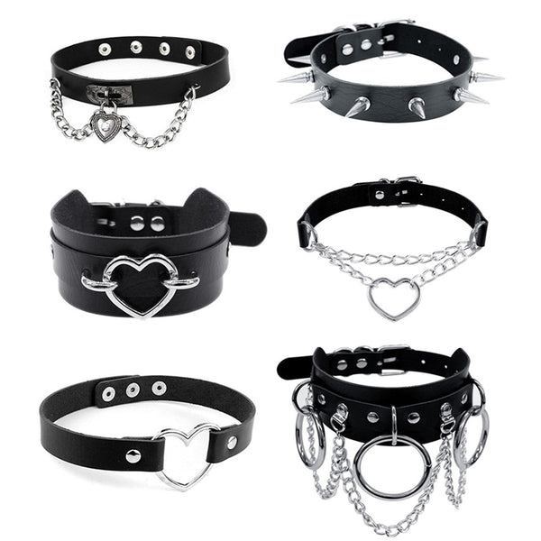 Black Punk Leather Chokers Black Punk Leather Chokers