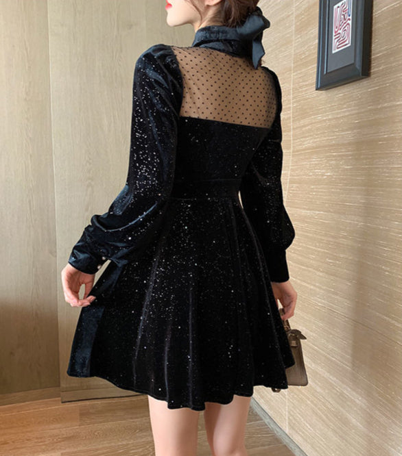 Long Sleeve Cutout Sparkle Dress