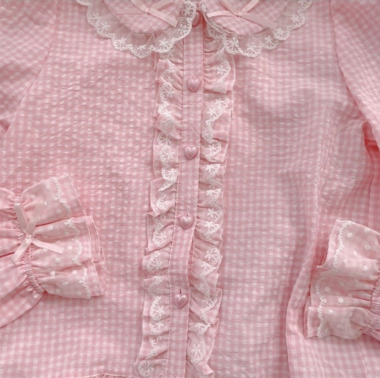Picnic Daydream Long Sleeve Gingham Blouse