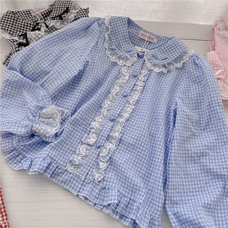 Picnic Daydream Long Sleeve Gingham Blouse