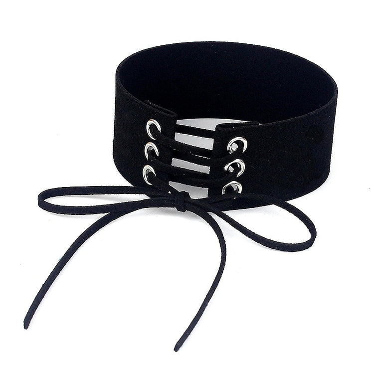 Lace-Up Velvet Choker