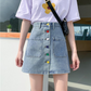 Colorful Button Denim Skirt