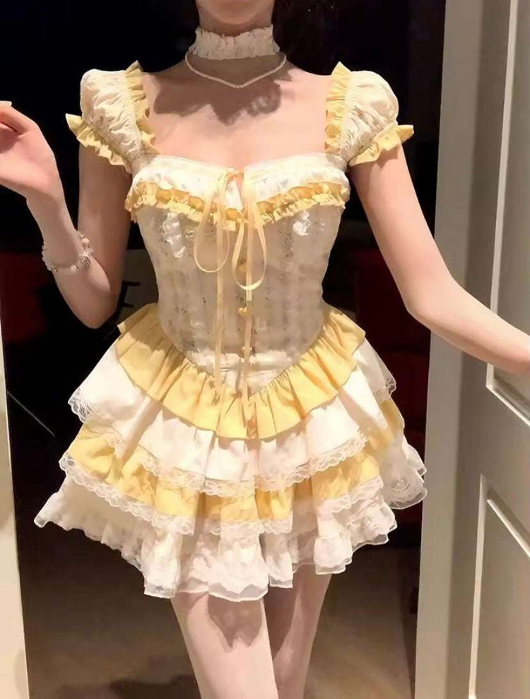 Sweetly Layered Lolita Style Ruffle Mini Dress