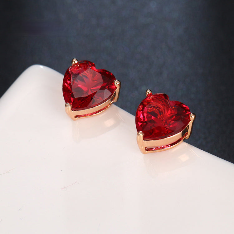 Red Jewel Heart Earrings