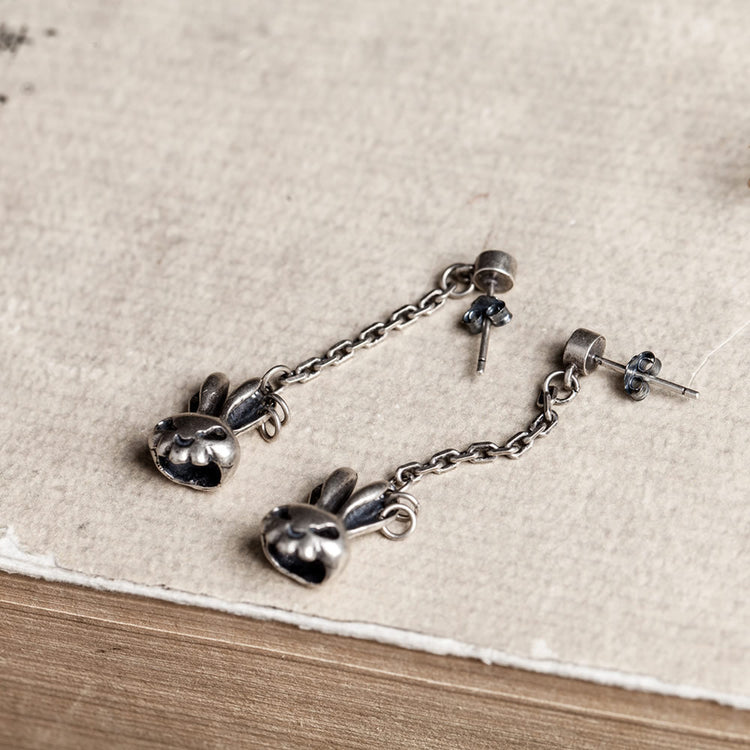 Skull Bunny Drop Earrings