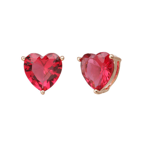 Red Jewel Heart Earrings