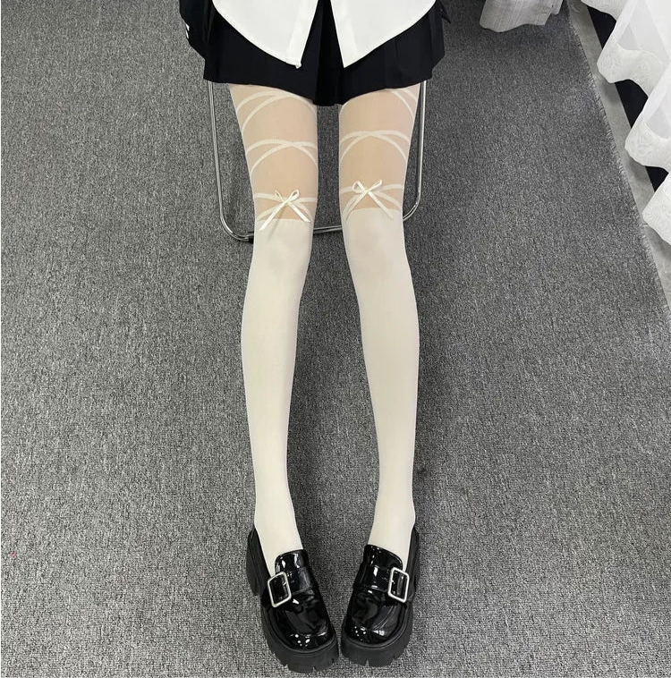 Winding Lace-Up Bow Stockings