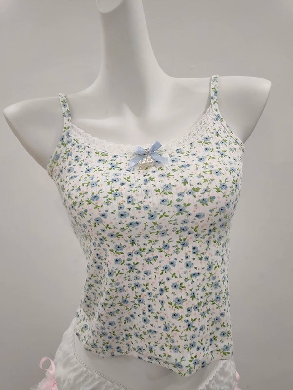 Blue Bloom Lace Trim Cami – Local Stock