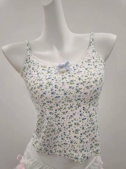 Blue Bloom Lace Trim Cami – Local Stock