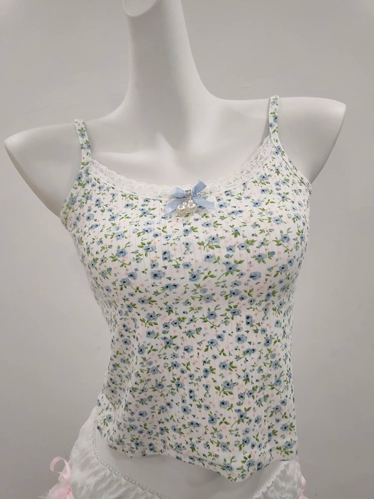 Blue Bloom Lace Trim Cami – Local Stock