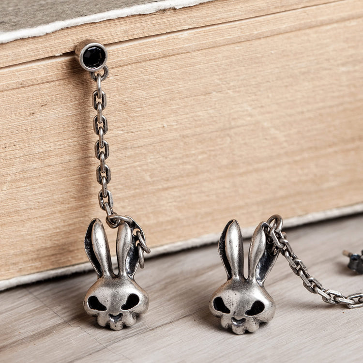 Skull Bunny Drop Earrings