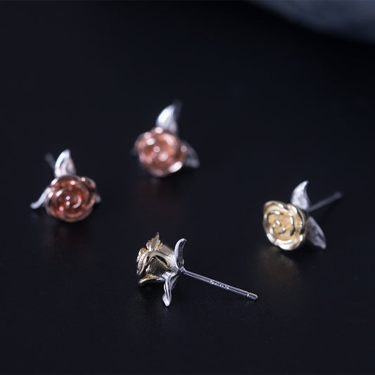 Delicate Rose Stud Earrings