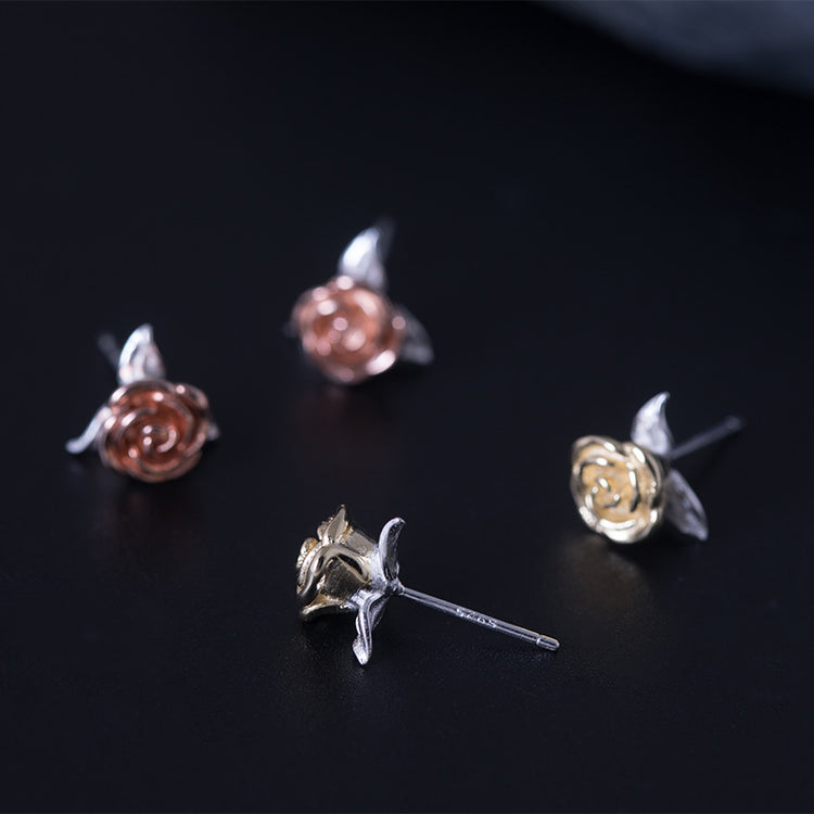 Delicate Rose Stud Earrings