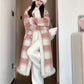 Faux Fur Long Plaid Coat