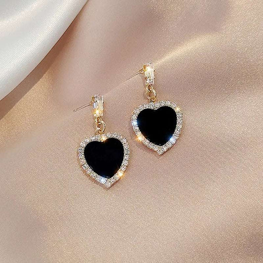 Glamorous Rhinestone Heart Drop Earrings