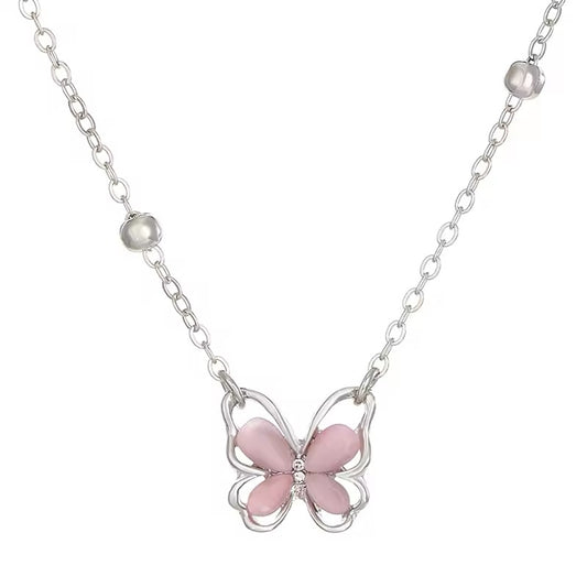 Sweet Butterfly Beaded Chain Necklace