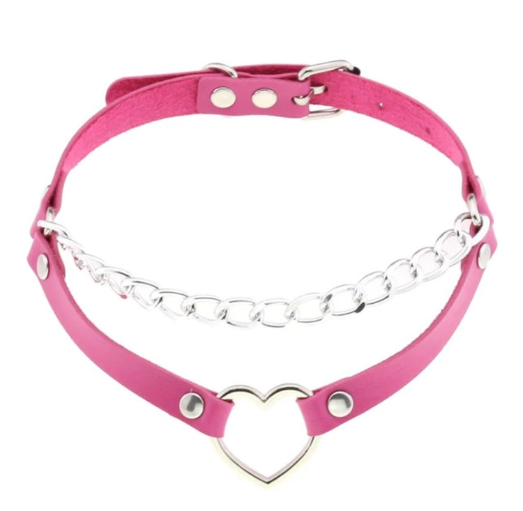 Rose Pink Punk Leather Chokers