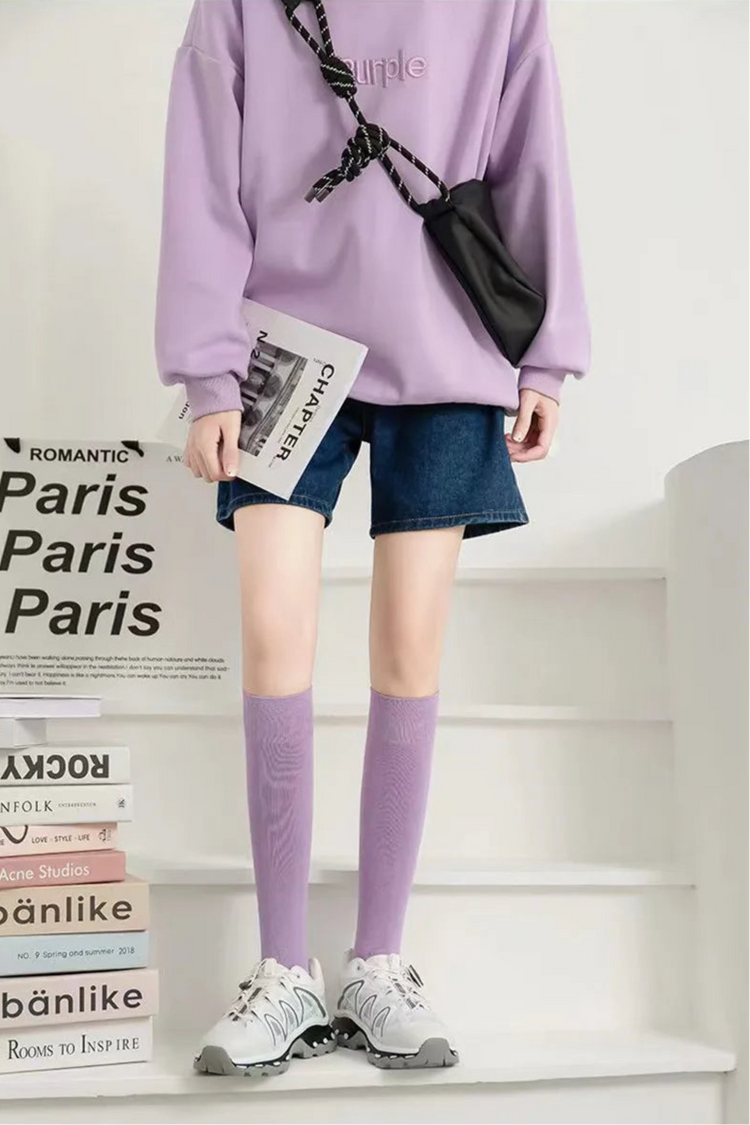 Candy Color Knee High Socks