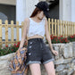 New Love Embroidered Denim Shorts