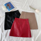 Candy Color Faux Leather Skort