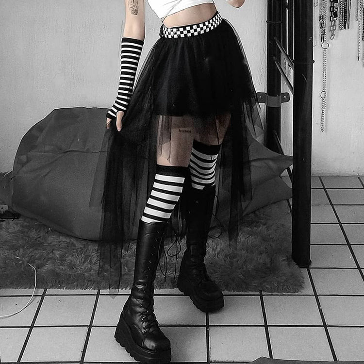 Punk Fairy Asymmetrical Mesh Skirt